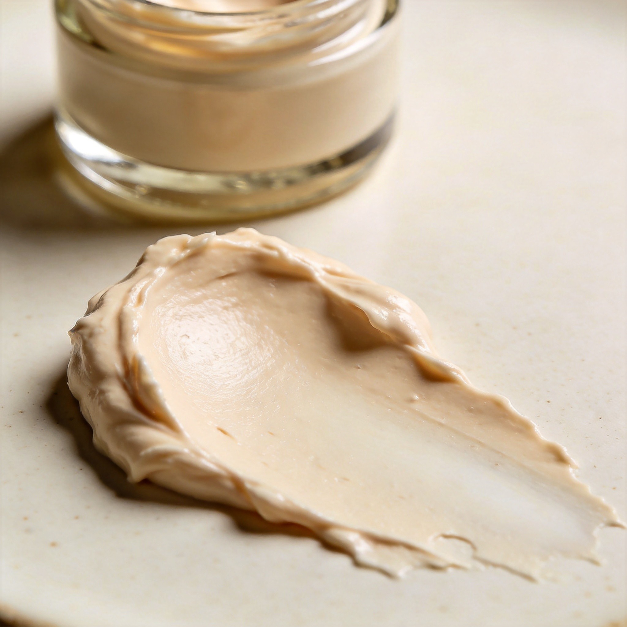 Rich beige ceramide cream smear
